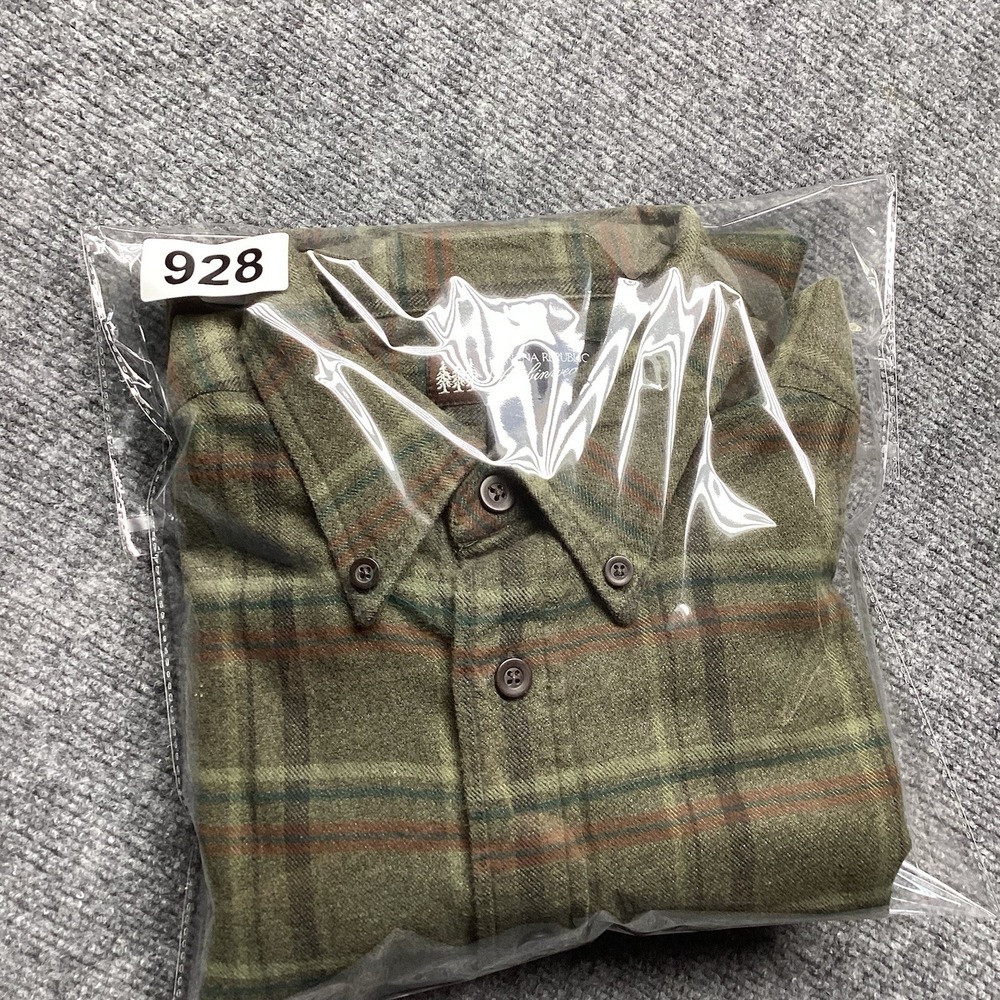 Vintage Banana Republic Cabinwear Flannel Shirt Mens Medium Plaid Green Cotton - Picture 9 of 9